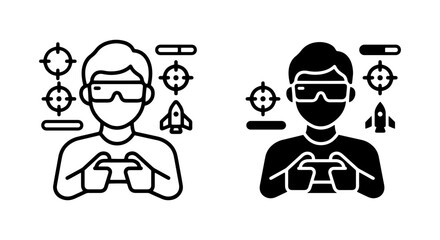 gaming controller player with target and rocket ship © Kamal