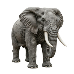 Fototapeta premium Detailed elephant sculpture texture isolated on a transparent background