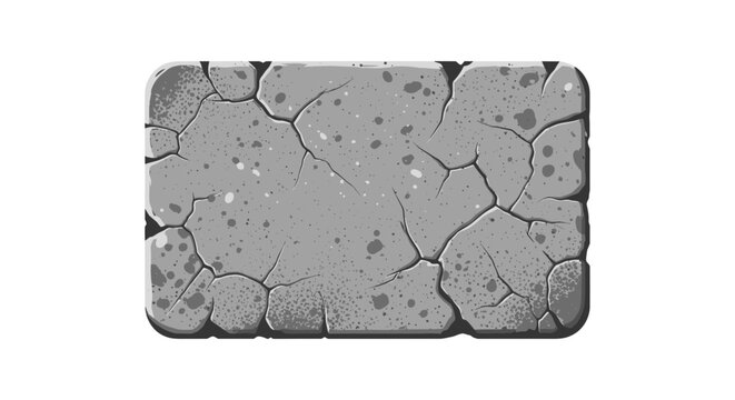 Cracked ancient stone tablet with weathered texture and gray tones on a white background