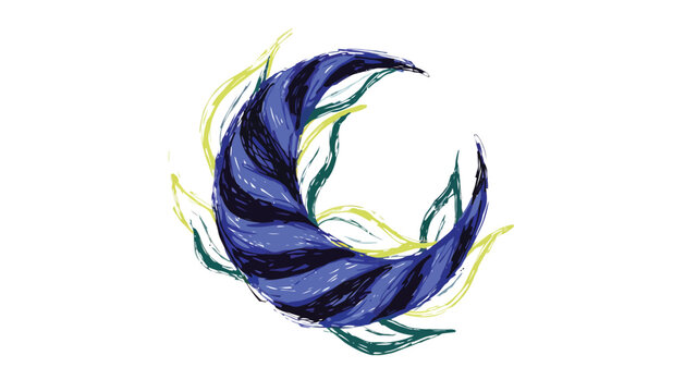 Blue flame, swirling fire, abstract vector icon, dark fantasy element
