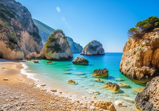 Stunning Coastal Scenery - Arr?bida Natural Park Beach, Portugal.