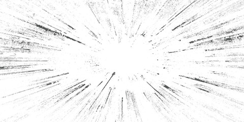 Abstract radial explosion with ink splatter lines bursting from the center, high-contrast black and white, dynamic motion, vintage grunge texture vector illustration, minimalist background. © TextureStock