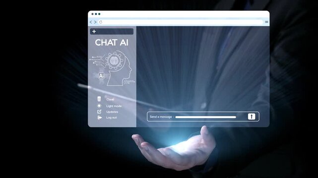 A dynamic representation of a chat AI application user interface, highlighting interactive features and futuristic elements for enhanced communication and technology integration. Qubit