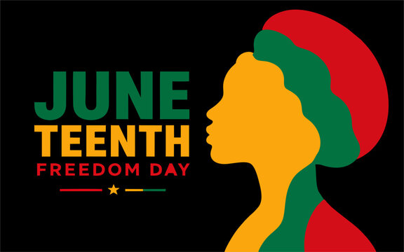 Premium vector illustration dedicated to Juneteenth, celebrating African American freedom and resilience. This clean, modern design uses the iconic red, yellow, and green colors to represent the Pan-A
