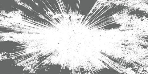 Abstract radial explosion with ink splatter lines bursting from the center, high-contrast black and white, dynamic motion, vintage grunge texture vector illustration, minimalist background. © TextureStock