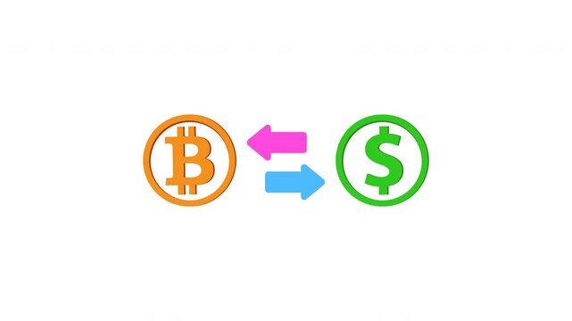 Bitcoin to US Dollar Cryptocurrency Exchange and Currency Conversion Concept