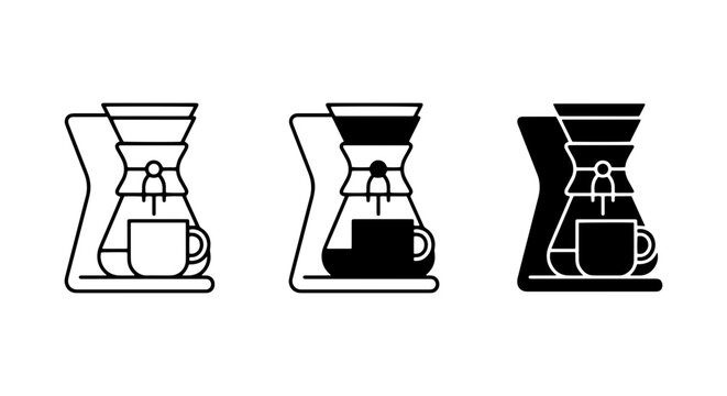 vector coffee maker silhouettes on white background