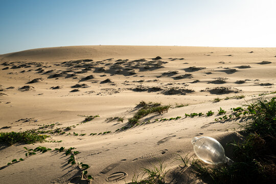 Metal halide lamp globe sand dunes scenic backdrop Vietnam
