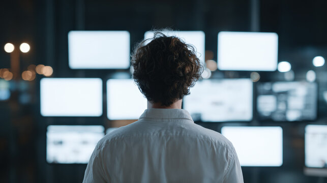Person computer monitor screen office workstation technology data digital overload multitasking