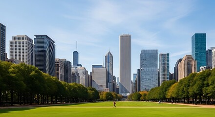 Obraz premium Chicago Skyline Park View.