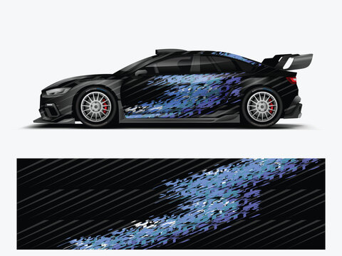 Blue Flame Racing Car Vinyl Livery for Motorsport Vehicle Vector