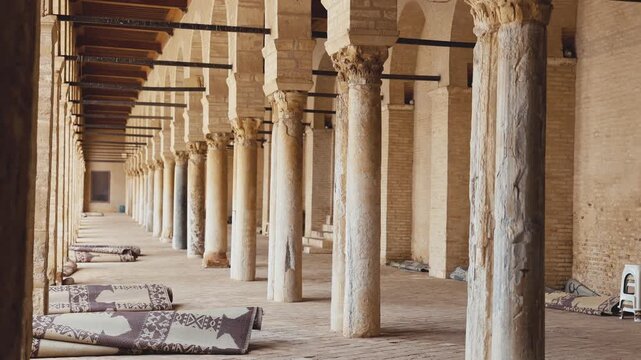  Courtyard of Great Mosque of Kairouan (Mosque of Uqba), in city of Kairouan, Tunisia