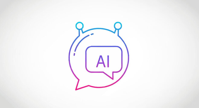 AI Chatbot Icon with Gradient Colors, Artificial Intelligence Concept