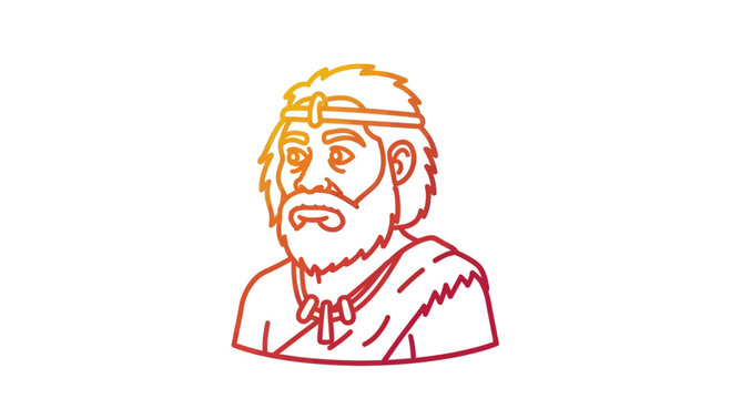 Ancient Man Portrait, Primitive Hunter, Caveman, Tribal Warrior, Historical Character
