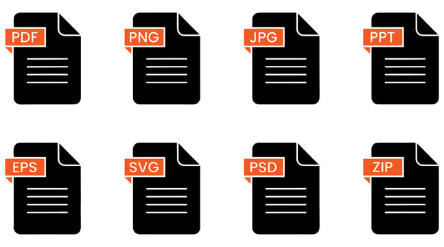 File Format Icon Set &ndash; PDF, PNG, JPG and Document Vector