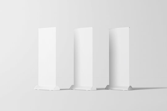 Three roll up banner mockup
