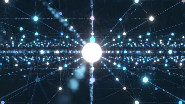 Abstract network of glowing dots and lines