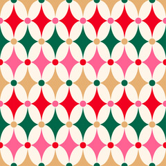 Obraz premium Colorful rhombus and dot seamless pattern design for christmas and new year background.