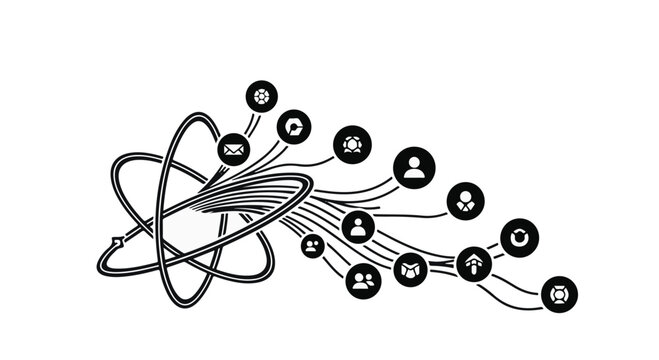 network connection technology concept with atom structure