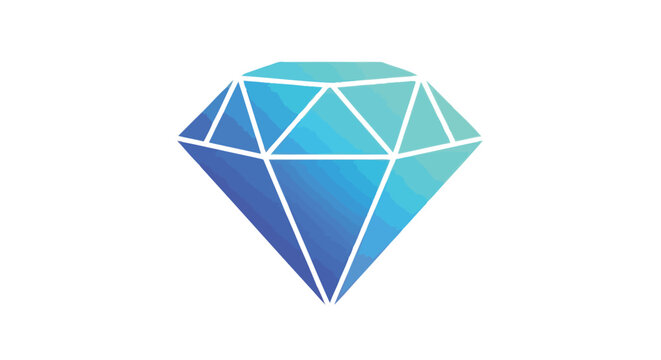 Bright blue diamond vector illustration showcasing a luxury gemstone with modern gradient geometric design style elements