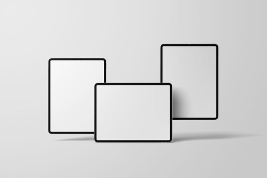 Three tablet front view mockup