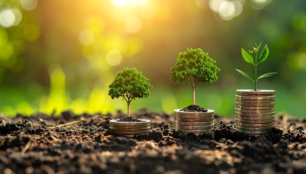 Coins with small trees growing on them.