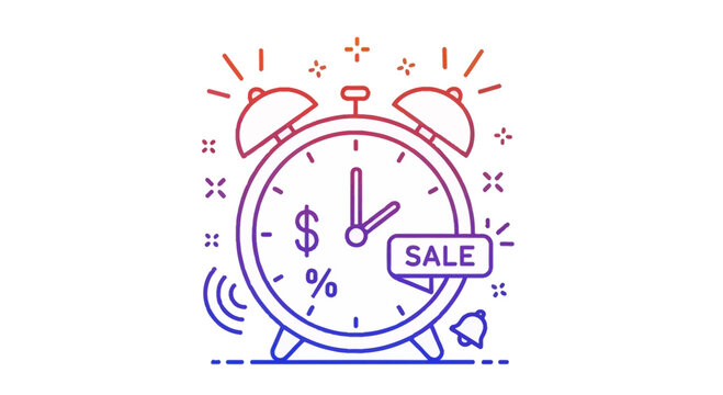 Alarm Clock with Sale Tag and Dollar Sign - Time for Shopping Discount