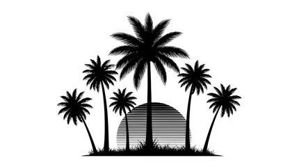 Fototapeta premium Tropical Palm Trees Island Silhouette