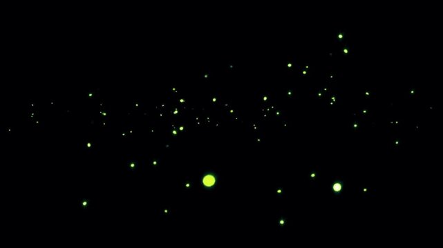 Animation yellow light sparkle particle on black background.