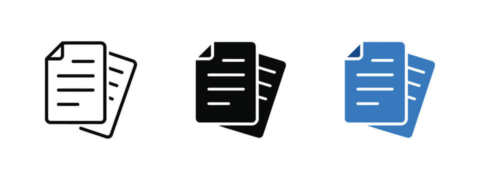 Document files icon, stacked documents papers symbol, information and data management concept, office workflow and digital file system