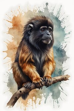 Artistic or stylized of a tamarin monkey