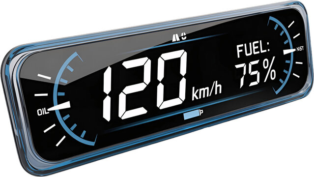 Automotive Dashboard Interface Showing 100 km/h and Fuel Status