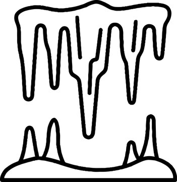 Cave Stalactites and Stalagmites Outline Vector Illustration