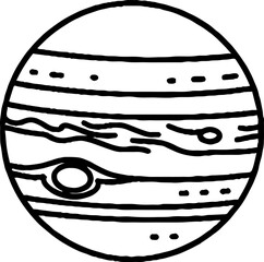 Hand Drawn Jupiter Planet Line Art Illustration © Putri
