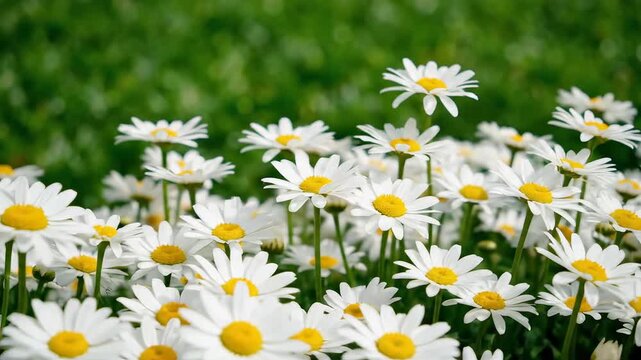 White daisies in a green field perfect for UI/UX design and motion graphics