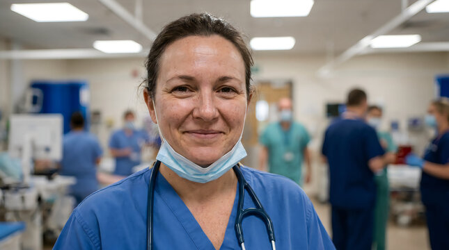 Nurse smiling in hospital