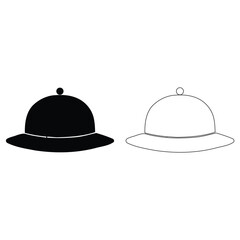 Fototapeta premium minimalist black bowler hat icon flat design vector.