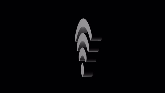 Black 3D Rotating Wifi Wireless Signal Icon. Alpha Transparency Channel. Drag and Drop. Ideal for technology tutorials, connectivity concepts, UI overlays, global communication. 4K.
