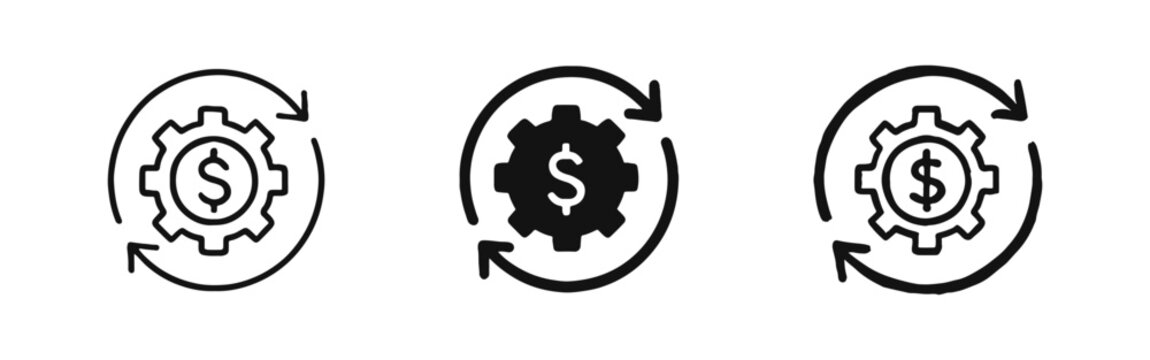 Financial Process Automation and Monetization Strategy Icon Set