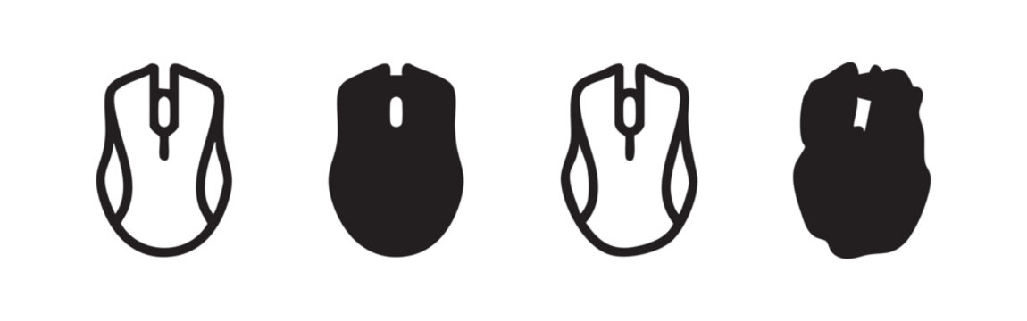 Computer mouse icon set for hardware peripherals and office workstation.