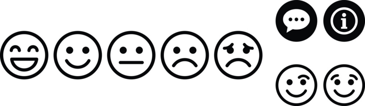Illustration of Emoticons and Speech Bubble Icons for Communication, Feedback, and Social Media Designs