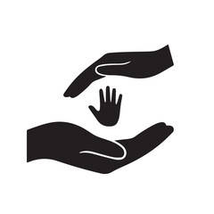 Obraz premium Family Hands Silhouette Vector Icon Three Generations Parent and Child Concept 