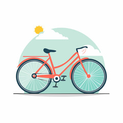 Fototapeta premium Retro Bicycle Illustration with Sun and Clouds
