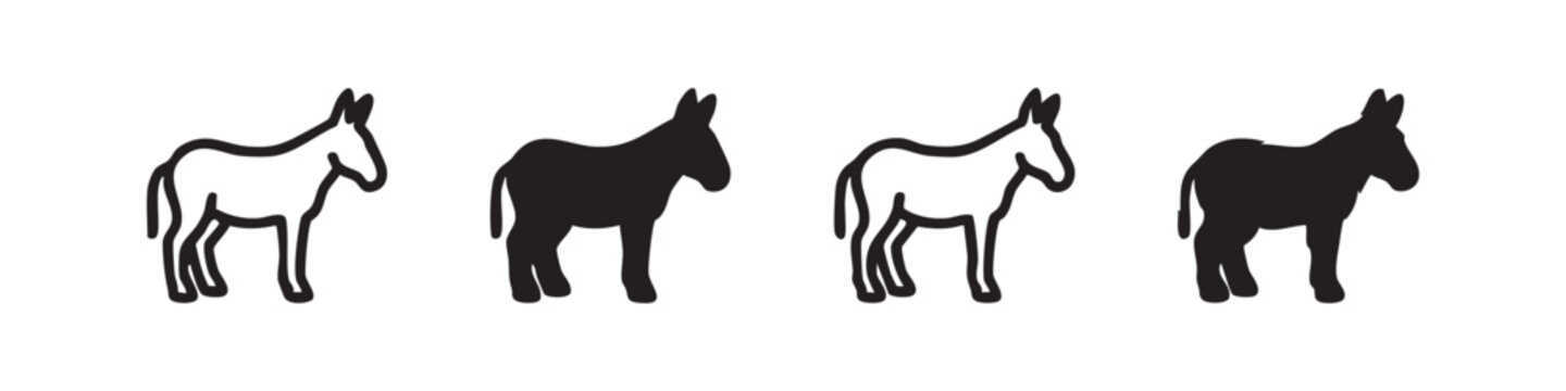 Donkey or Mule Farm Animal Icon Set
