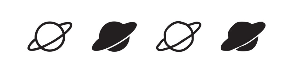 Saturn Planet Icon Set - Space and Astronomy Vector Elements © liubomir118809