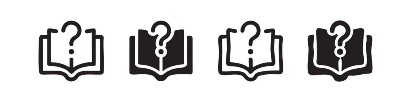 Help Guide Book Icon Set - FAQ and Information Support Symbols