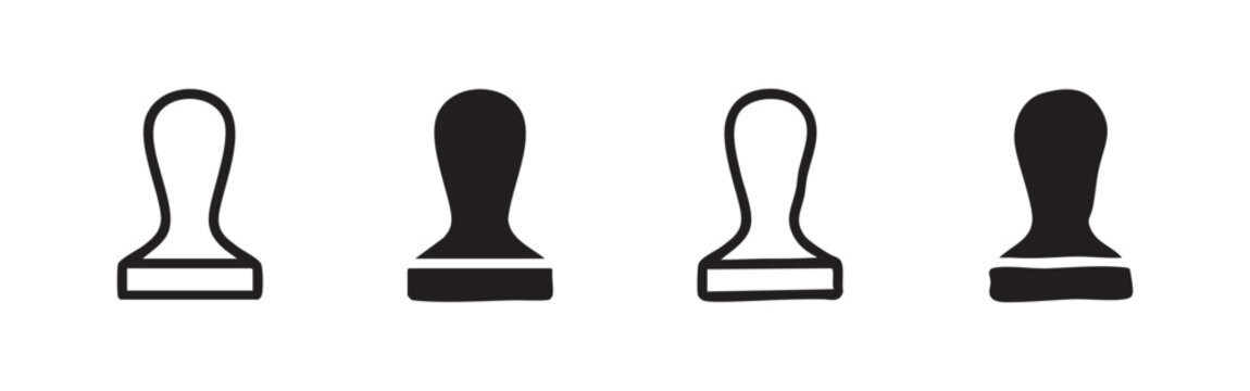 Coffee Tamper Icon Set, Espresso Press Tool in Outline and Silhouette Styles
