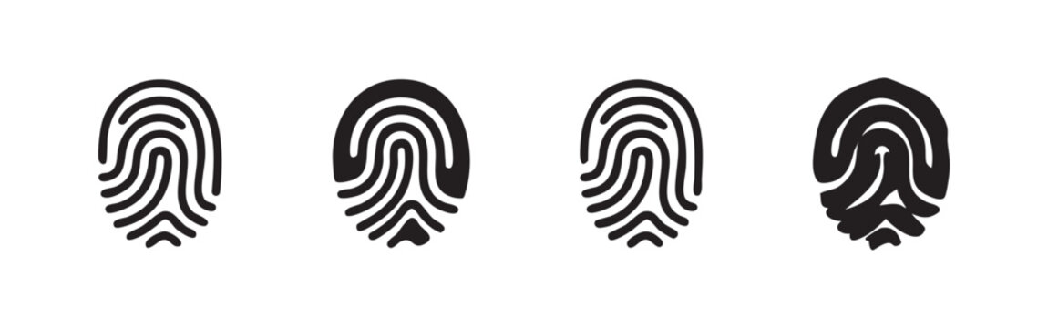 Fingerprint biometric security and identification icon set