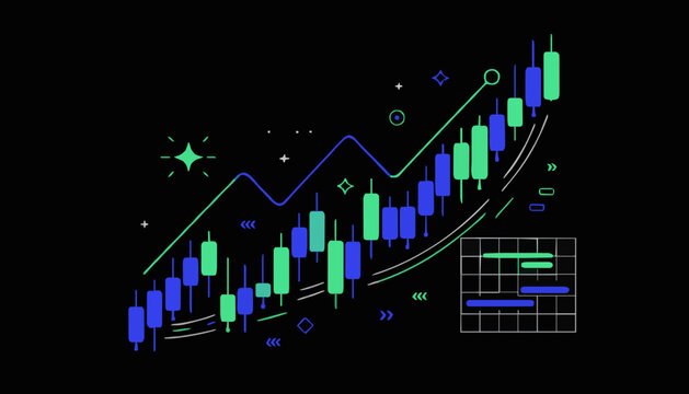 Stock Market Growth Chart Candlestick Pattern Illustration