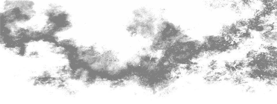 Vector Grey cloud formation. Atmospheric wisps and gaseous aggregation.